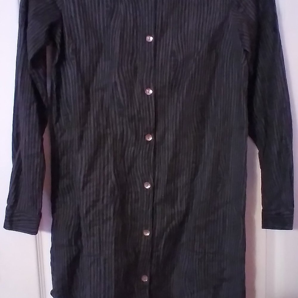 Gudrun Sjoden "Wood" Long Sleeve Shirt Dress Tunic Size Small Pockets